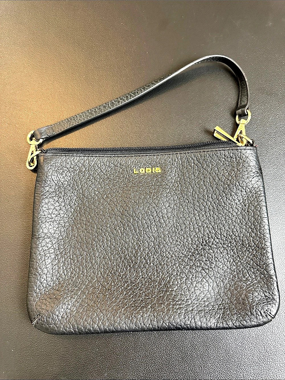 Lodis Black Leather Shoulder Bag